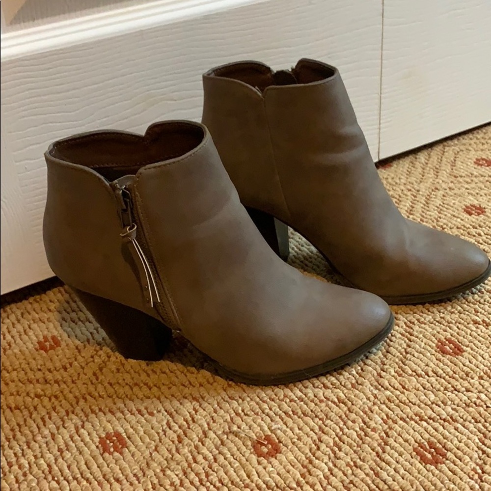 Brown heeled booties